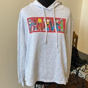 Marvel, hoodie sweatshirt, light grey, size S